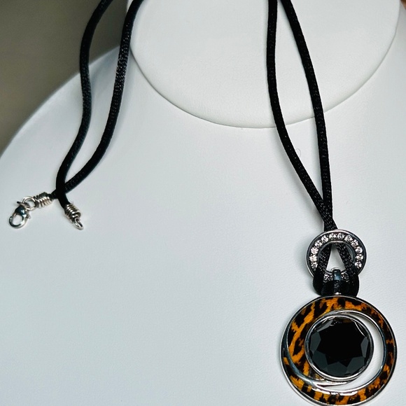 Vintage 925 David Sigal Sterling Silver & Onyx, Pavé CZ Leopard enameled Pendant - Picture 11 of 15